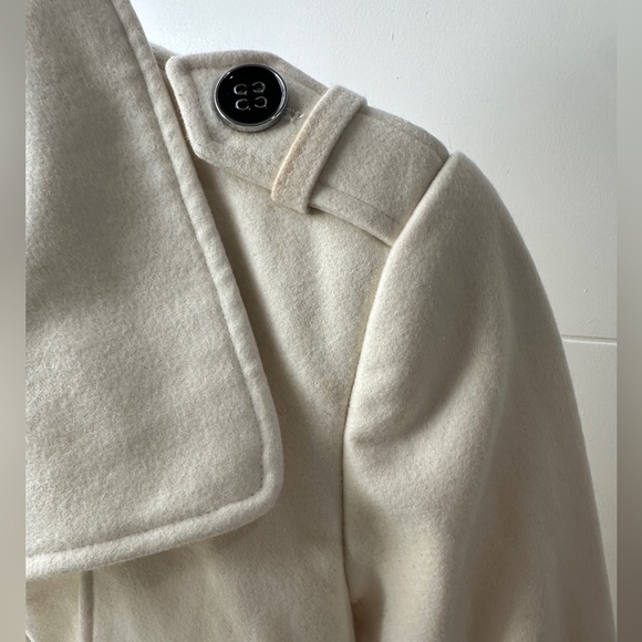 Green Envy Classic Cream Double-Breasted Wool Blend Trench Coat Fall Jacket M - Picture 8 of 11